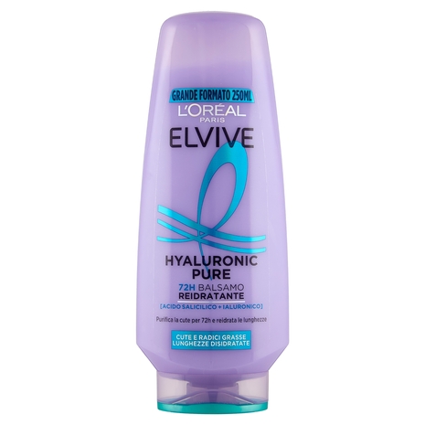 Elvive Hyaluronic Pure 72H Balsamo Reidratante, per Cute e Radici Grasse, 250 ml